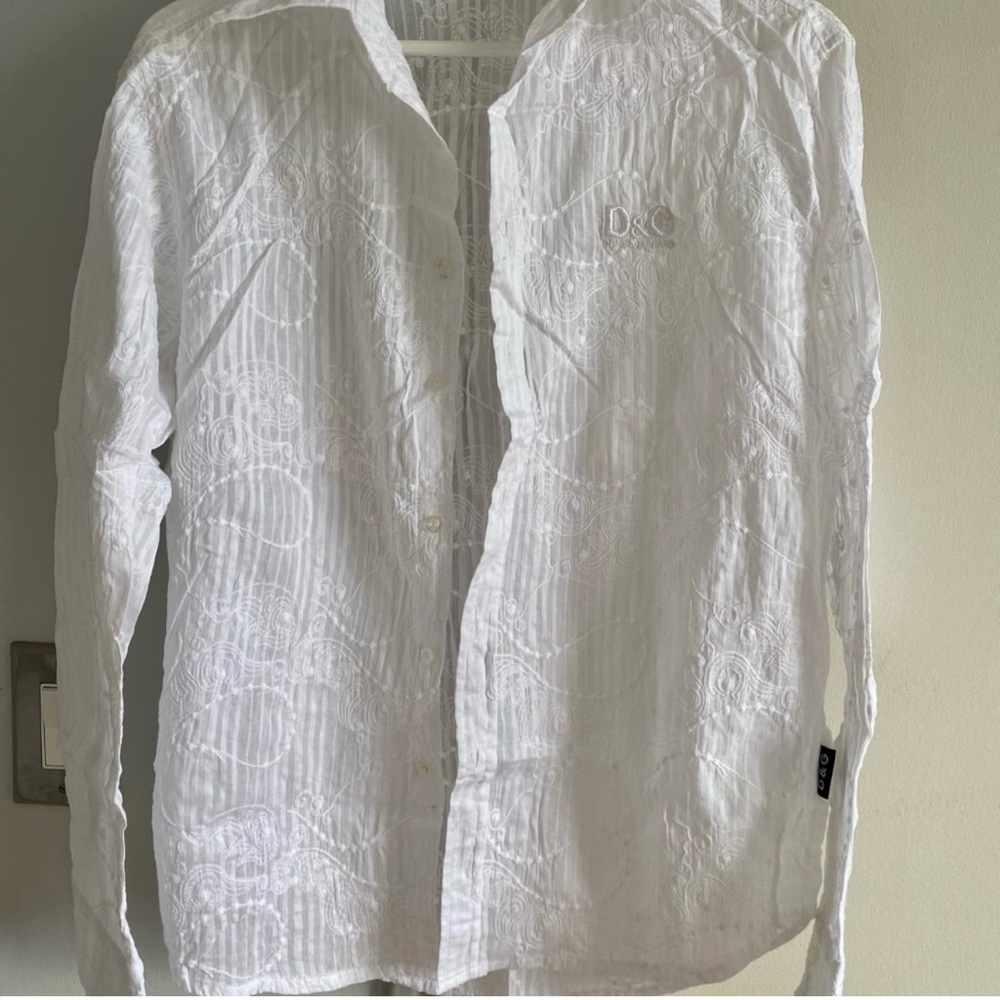White Casual Button Down Shirt Dolce&Gabanna